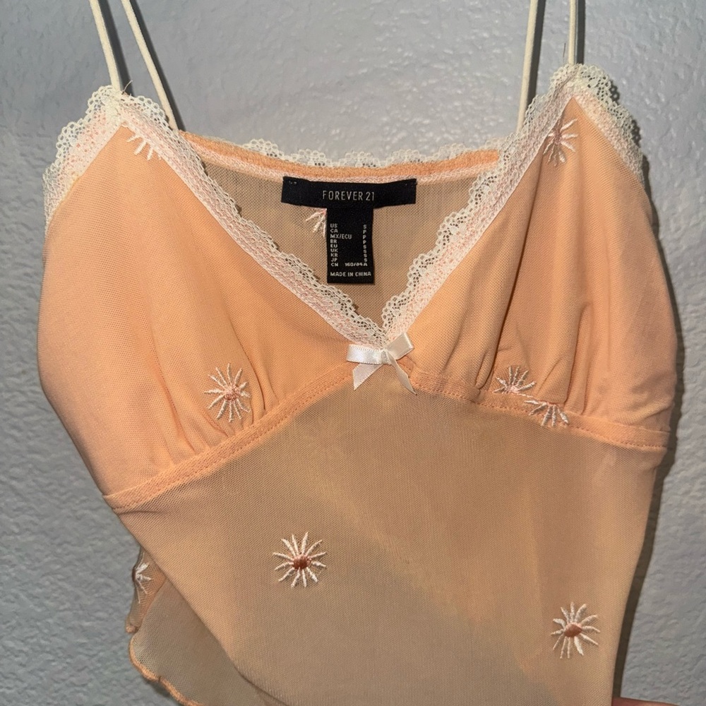 Forever 21 Apricot Lace Embroidered Cami